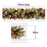 Christabelle 2.7m Christmas Garland with LED Lights and Baubles Mantle Decoration Ornament - Side View