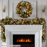 Christabelle 2.7m Christmas Garland with LED Lights and Baubles Mantle Decoration Ornament - Close-Up Angle