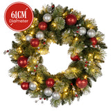 Christabelle Stunning 61cm Christmas Wreath with LED Lights Baubles Berries Red Silver Front Door Decoration - Side View