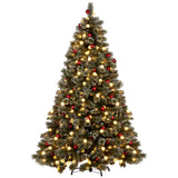 Swishmas Snowy Bristle 2.3m Multicolour Pre-Lit Christmas Tree with 1587 Tips - Front View