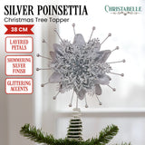 Christabelle Christmas Tree Topper Poinsettia Decoration Ornament Silver Petals