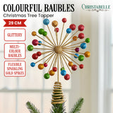 Christabelle Christmas Tree Topper Glittery Baubles Gold Decoration Ornaments - Front View