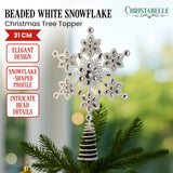 Christabelle Snowflake Christmas Tree Topper Beaded Decoration Ornament Xmas - Front View