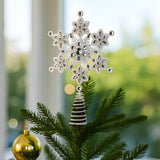 Christabelle Snowflake Christmas Tree Topper Beaded Decoration Ornament Xmas - Top-Down View
