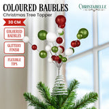 Christabelle Baubles Christmas Tree Topper Festive Glitter Finish Xmas Ornament - Front View