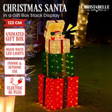Christabelle 122cm Animated Present Stack Santa Led Lights Christmas Tree Decor - Front View