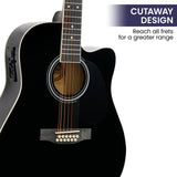 Karrera 12-String Acoustic Guitar with EQ - Black - Top-Down View