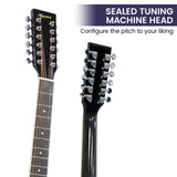 Karrera 12-String Acoustic Guitar with EQ - Black - 45-Degree Angle