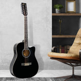 Karrera 12-String Acoustic Guitar with EQ - Black - Low Angle