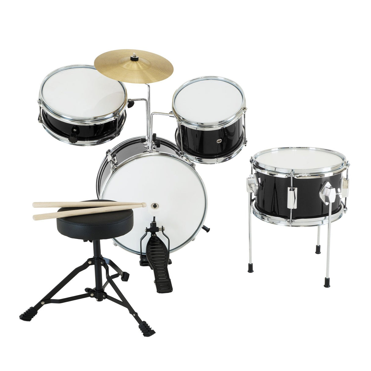 Karrera Kids' 4-Piece Metallic Drum Set - Black