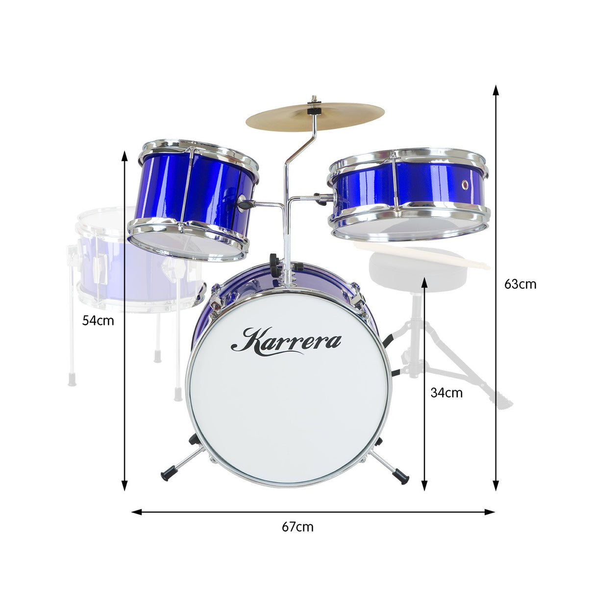 Karrera Kids' 4-Piece Drum Set - Sparkling Blue