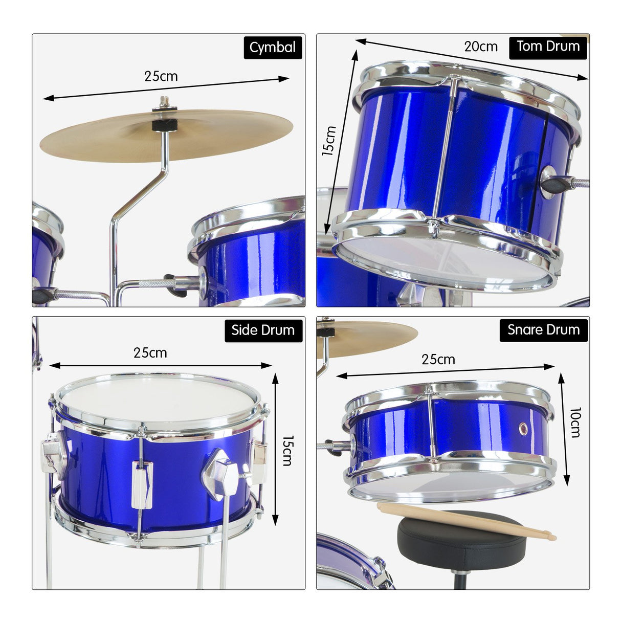 Karrera Kids' 4-Piece Drum Set - Sparkling Blue
