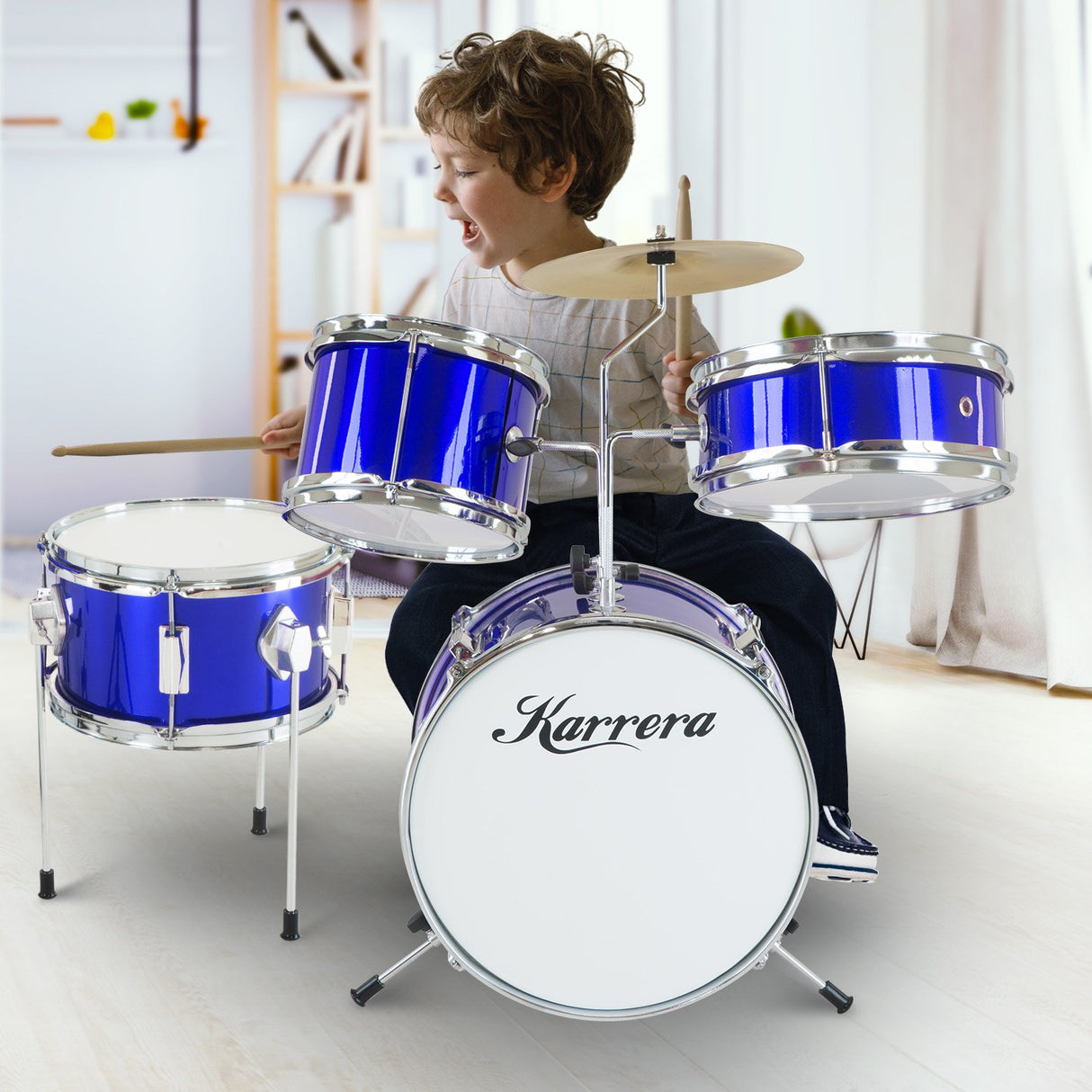 Karrera Kids' 4-Piece Drum Set - Sparkling Blue