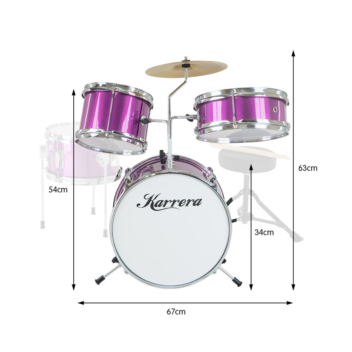 Karrera Kids' 4-Piece Purple Drum Set