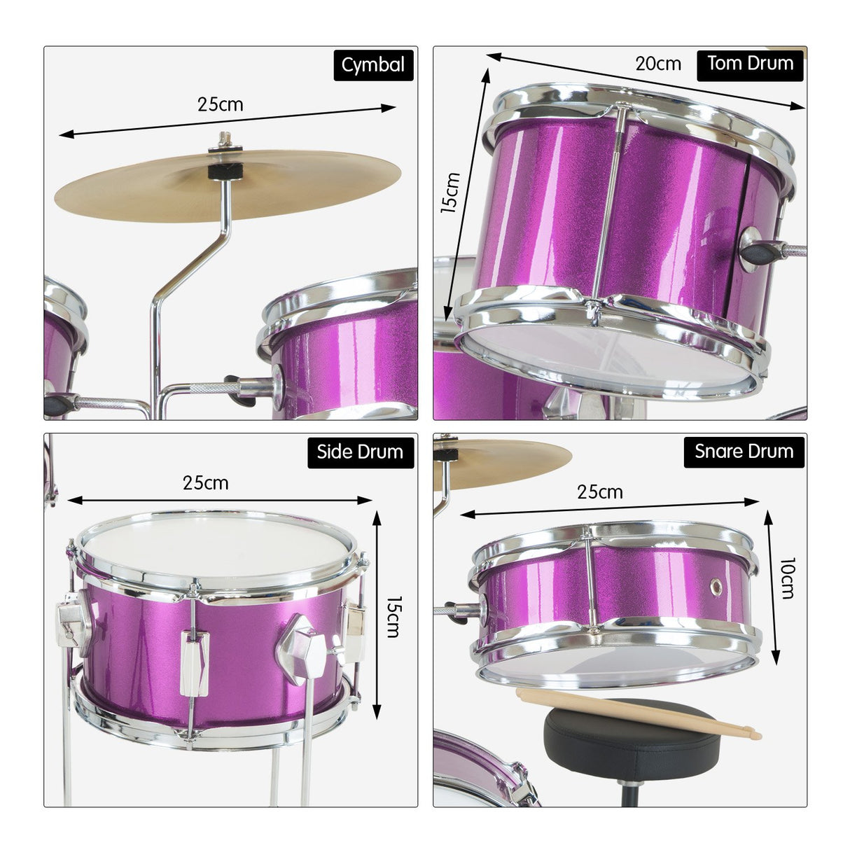 Karrera Kids' 4-Piece Purple Drum Set