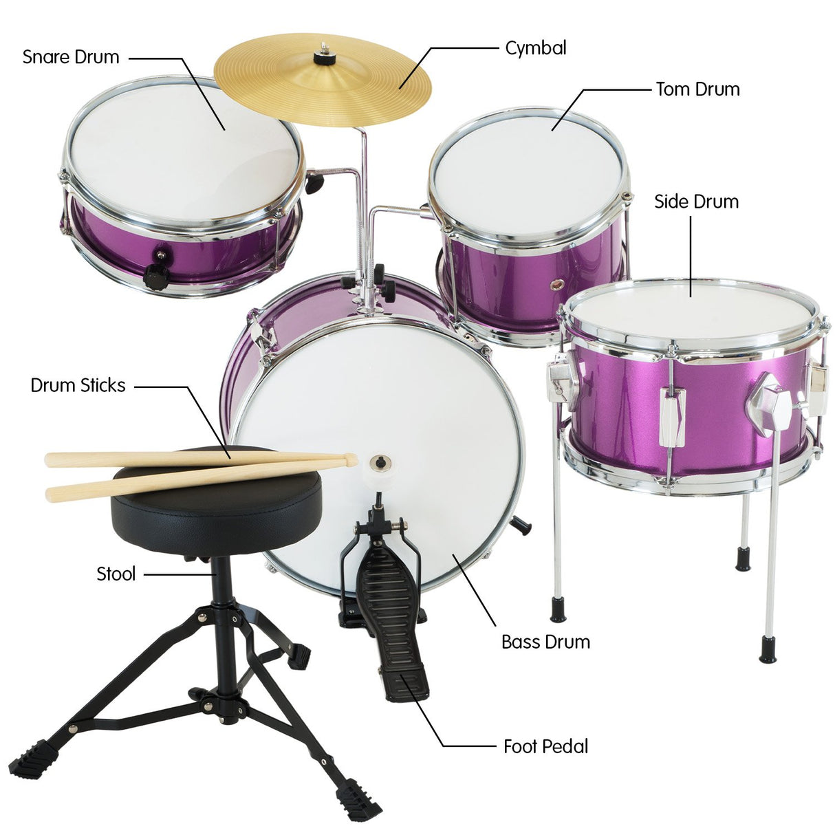 Karrera Kids' 4-Piece Purple Drum Set