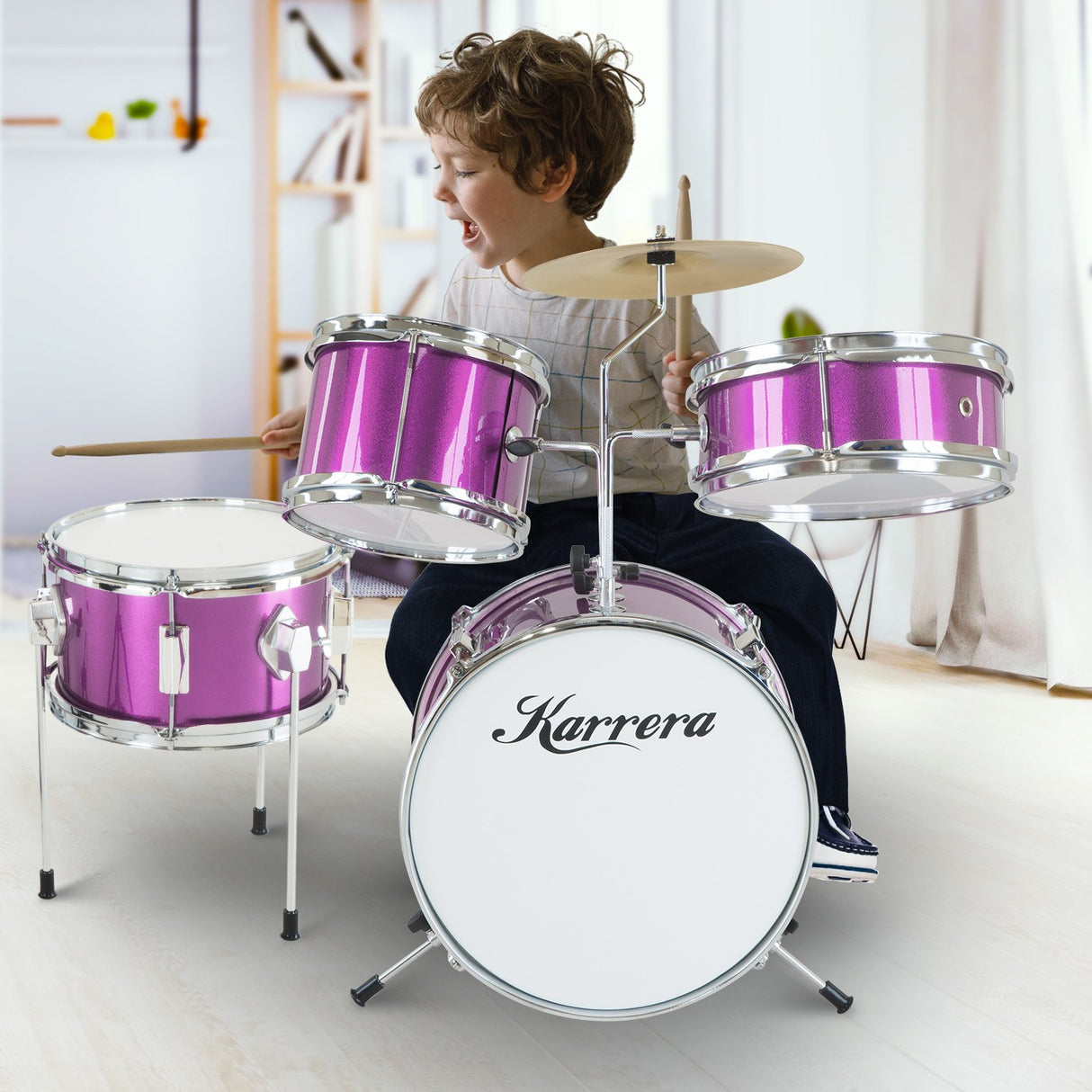 Karrera Kids' 4-Piece Purple Drum Set