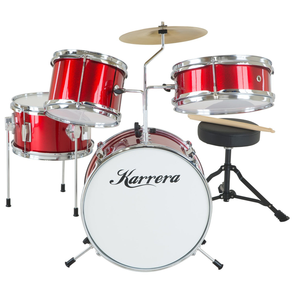Karrera Kids' 4-Piece Drum Set - Vibrant Red