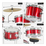 Karrera Kids' 4-Piece Drum Set - Vibrant Red - Side View