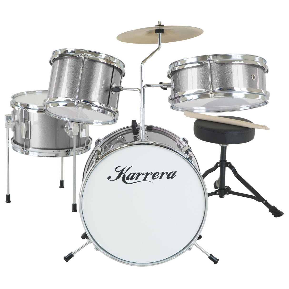 Karrera Silver Kids' 4-Piece Drum Set