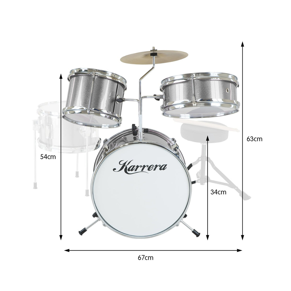 Karrera Silver Kids' 4-Piece Drum Set