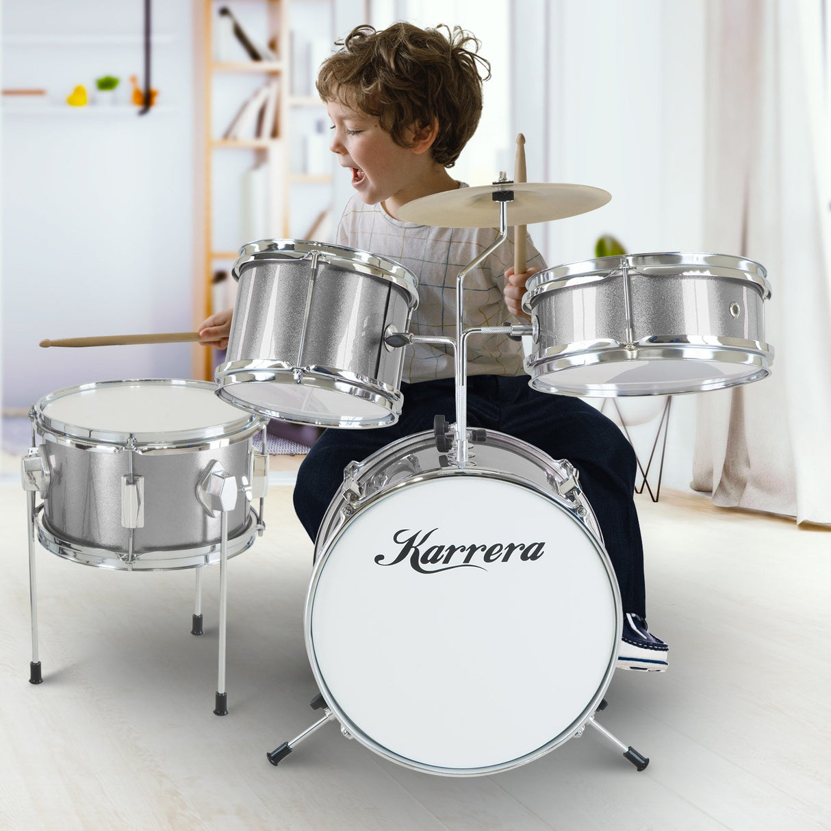 Karrera Silver Kids' 4-Piece Drum Set