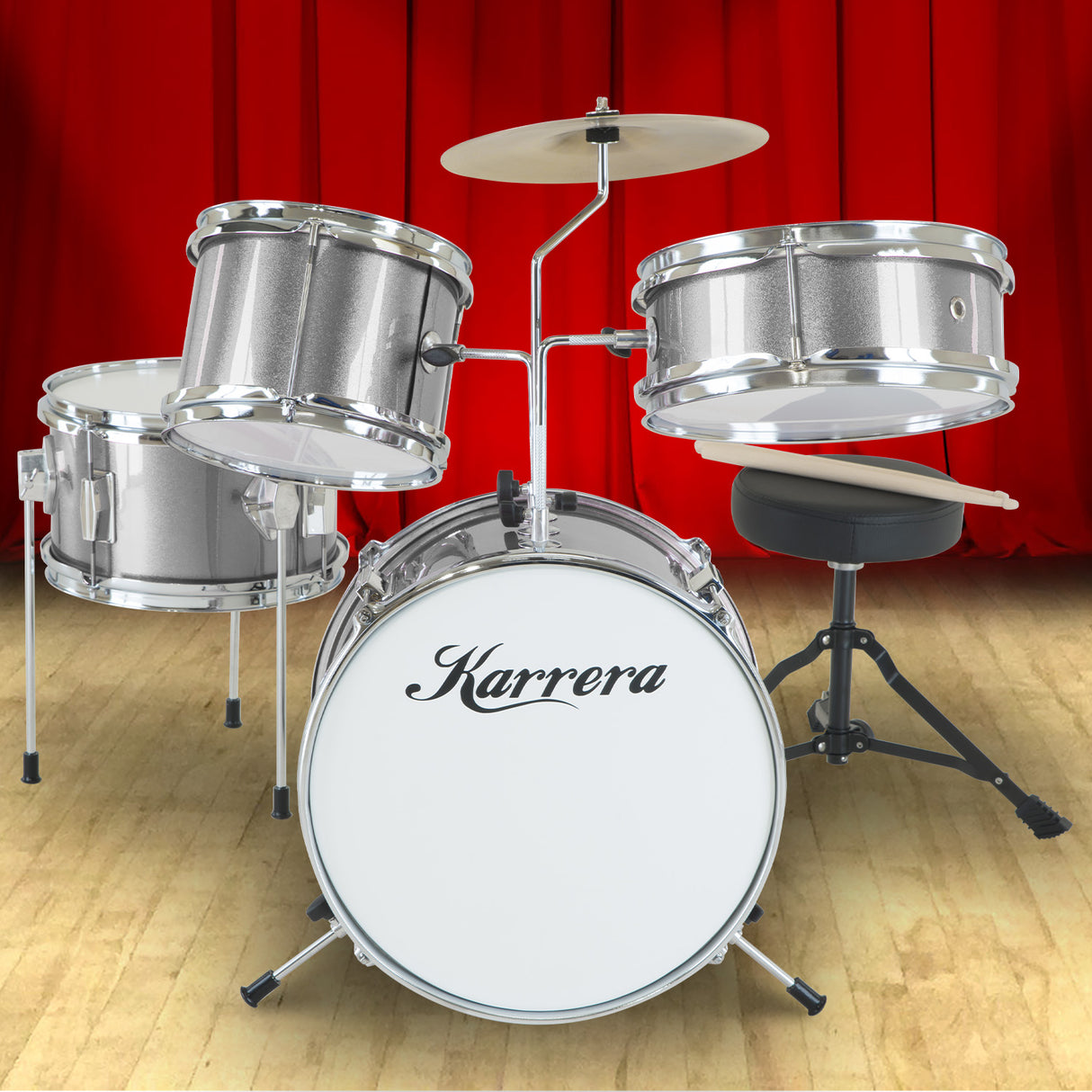 Karrera Silver Kids' 4-Piece Drum Set