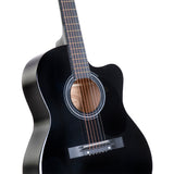 Karrera 40-Inch Black Acoustic Guitar with Cutaway Design - Front View