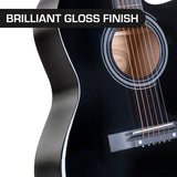 Karrera 40-Inch Black Acoustic Guitar with Cutaway Design - Top-Down View