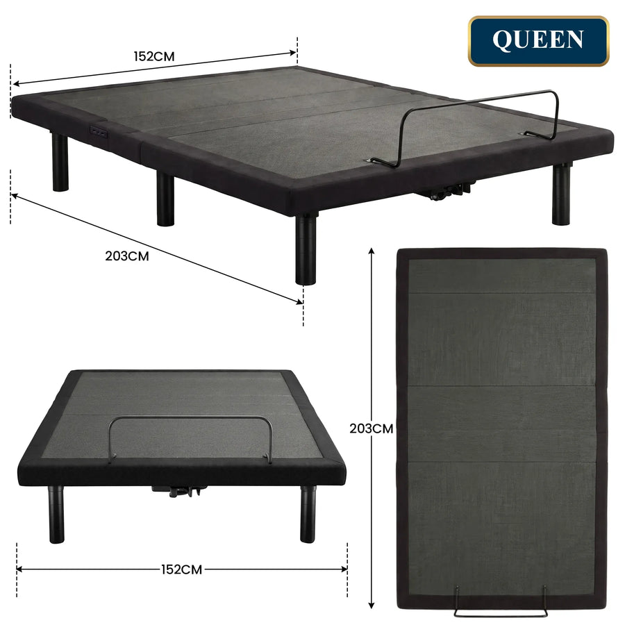 Therapedic Advance Queen Adjustable Bed Frame Base with Head Tilt, Massage, USB & Wireless Remote