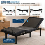 Therapedic Versa Electric King Single Adjustable Bed Base Frame with Massage Dual Motor Zero Gravity & Wireless Remote