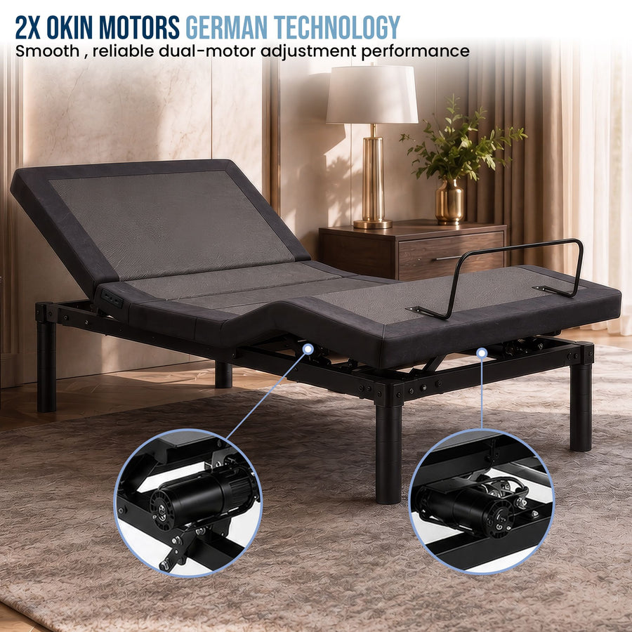 Therapedic Versa Electric Long Single Adjustable Bed Base Frame with Massage Dual Motor Zero Gravity & Wireless Remote