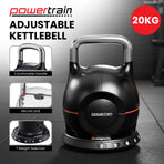 Powertrain 20kg Adjustable Kettlebell 7-in-1 Quick Weight Selection Set for Home Gym Strength and Fitness Workouts