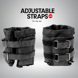 Powertrain Sports Pair 1kg Adjustable Ankle Weights Gym Equipment Wrist Fitness Yoga - Top-Down View