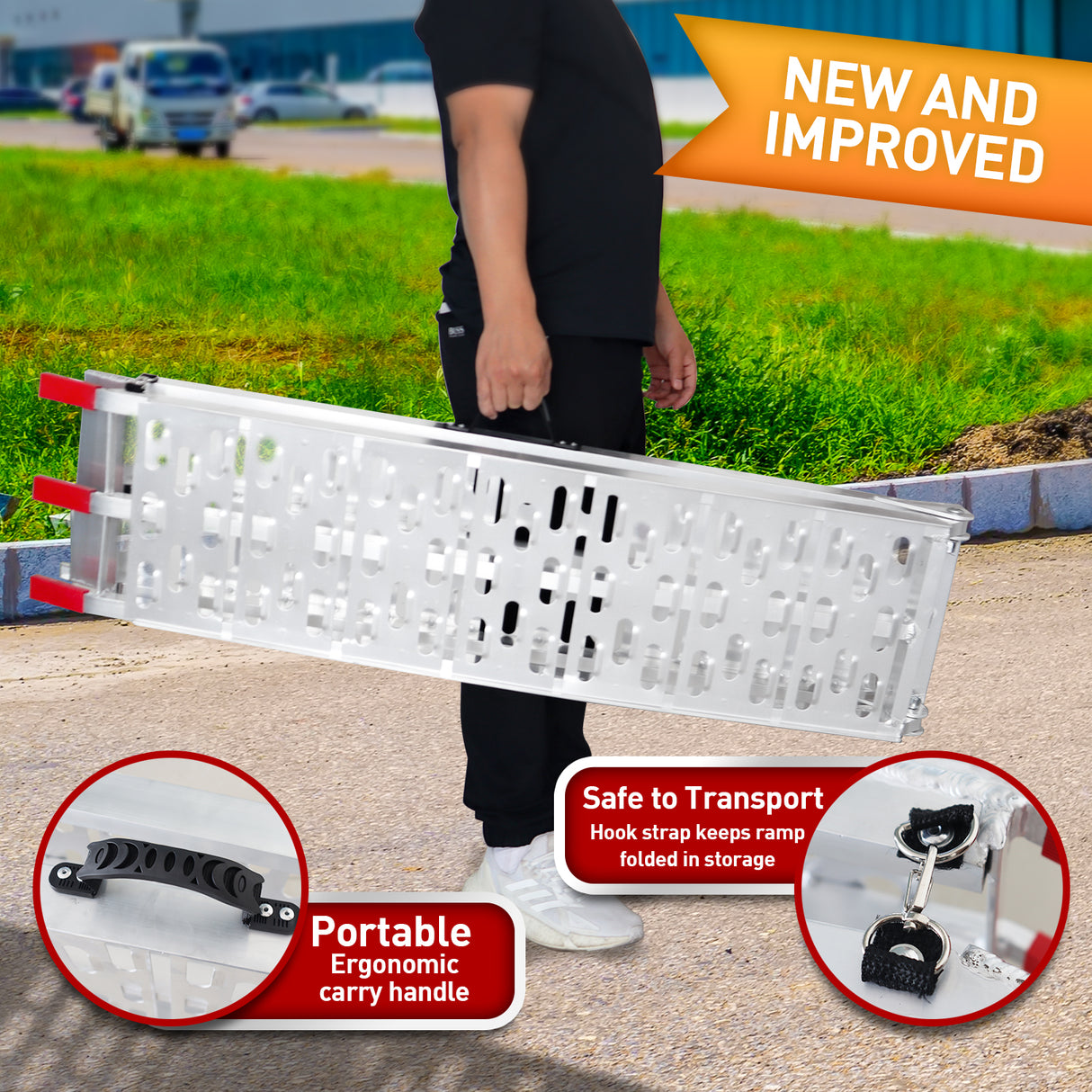 Kartrite Rigg 2 x Aluminium ATV Loading Ramp Foldable - Silver