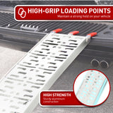 Rigg 2 x Aluminium ATV Loading Ramp Foldable - Silver - Close-Up Angle