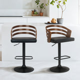 Sarantino Bentwood Walnut Barstool Leather Seat and Metal Base