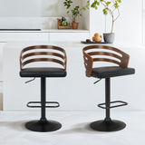 Sarantino Bentwood Walnut Barstool Leather Seat And Metal Base - Extra Image