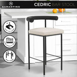 Sarantino Cedric Bar Stool W/ High-density Foam Upholstered In PU Leather Sturdy Iron Frame In Black And Beige - Front View