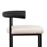 Sarantino Cedric Bar Stool W/ High-density Foam Upholstered In PU Leather Sturdy Iron Frame In Black And Beige - Rear View