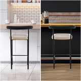 Sarantino Cedric Bar Stool W/ High-density Foam Upholstered In PU Leather Sturdy Iron Frame In Black And Beige - Low Angle