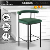 Sarantino Cedric Bar Stool W/ High-density Foam Upholstered In Pu Leather Sturdy Iron Frame Green - Front View