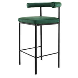 Sarantino Cedric Bar Stool W/ High-density Foam Upholstered In Pu Leather Sturdy Iron Frame Green - Side View