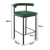 Sarantino Cedric Bar Stool W/ High-density Foam Upholstered In Pu Leather Sturdy Iron Frame Green - Top-Down View