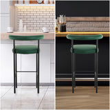 Sarantino Cedric Bar Stool W/ High-density Foam Upholstered In Pu Leather Sturdy Iron Frame Green - Low Angle
