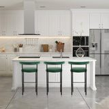 Sarantino Cedric Bar Stool W/ High-density Foam Upholstered In Pu Leather Sturdy Iron Frame Green - Extra Image