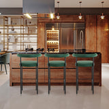 Sarantino Cedric Bar Stool W/ High-density Foam Upholstered In Pu Leather Sturdy Iron Frame Green - Extra Image