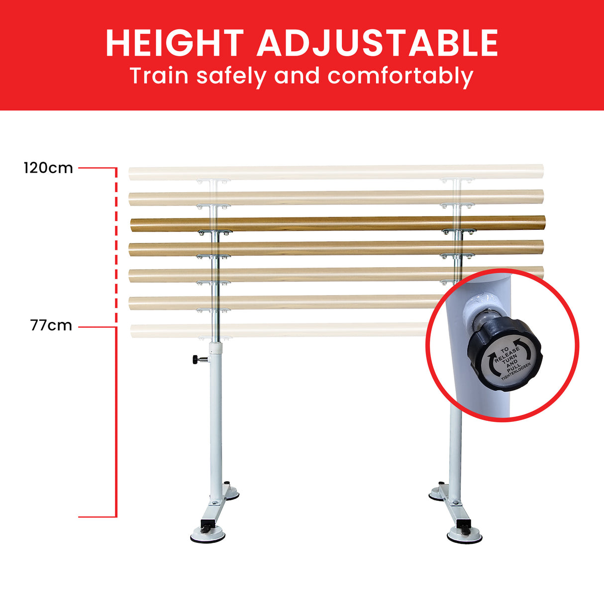 Adjustable Freestanding Ballet Barre - 1.5m by Powertrain