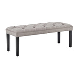 Sarantino Cate Button-tufted Upholstered Bench With Tapered Legs By Sarantino - Light Grey - Front View