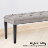 Sarantino Cate Button-tufted Upholstered Bench With Tapered Legs By Sarantino - Light Grey - Top-Down View